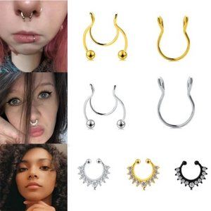 7 Non-Piercing Septum Nose Ring Bundle